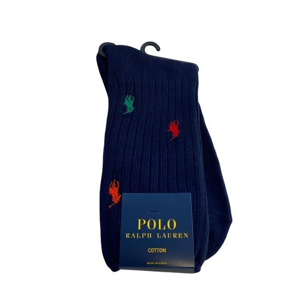 Polo Ralph Lauren Rainbow Pony Crew Sock Navy - Picture 1 of 5